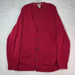 Classic L.L. Bean Red V-Neck Button Cardigan
